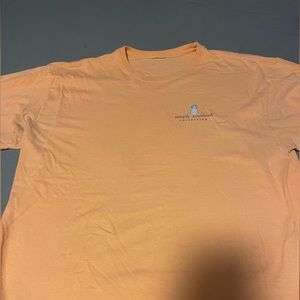 Orange simply southern tee with American flag truck and puppies